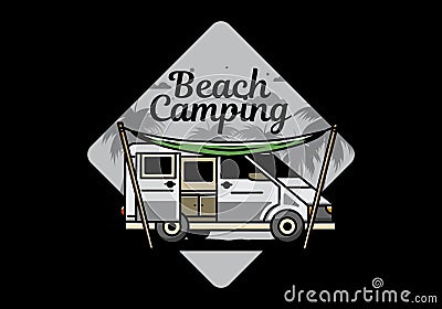 Van camper and flysheet illustration design Vector Illustration