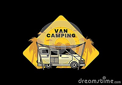 Van camper and flysheet illustration design Vector Illustration