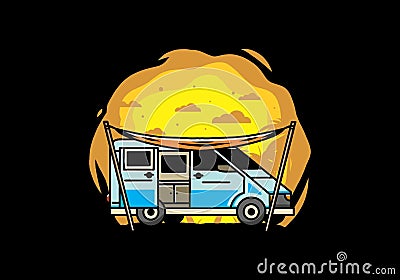 Van camper and flysheet illustration design Vector Illustration