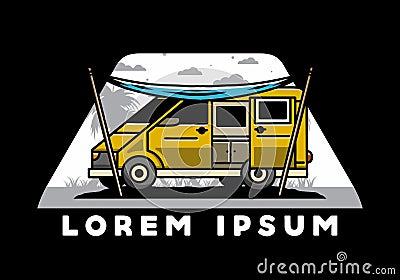 Van camper and flysheet illustration design Vector Illustration