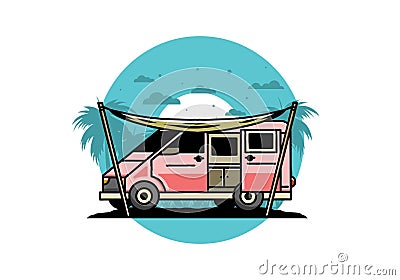 Van camper and flysheet illustration design Vector Illustration