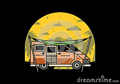 Van camper and flysheet illustration design Vector Illustration