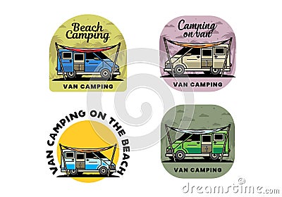 Van camper and flysheet illustration design Vector Illustration