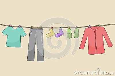 Illustration Design of Clothesline by Pitripiter Vector Illustration