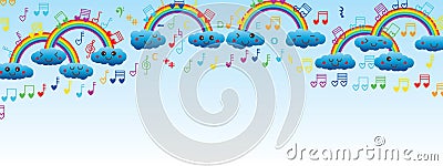 Cloud rainbow love music note banner Vector Illustration