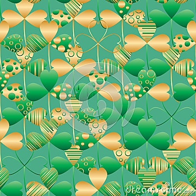 St patrick leaf symmetry seamless pattern Vector Illustration