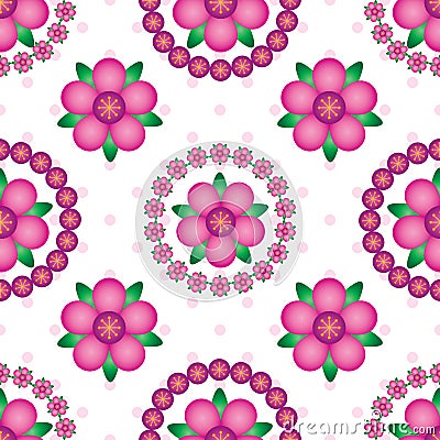 Flower gradient mandala symmetry seamless pattern Vector Illustration