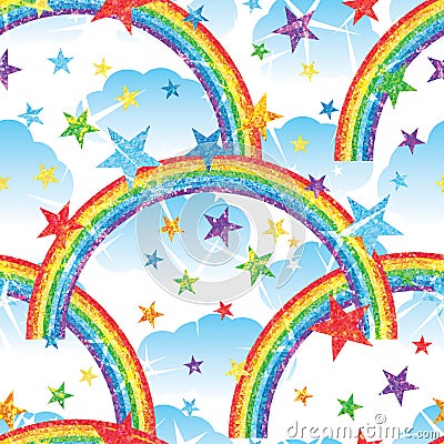 Rainbow half glitter seamless effect Vector Illustration