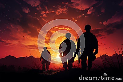 Illustration design military officer and soldiers salute on Veterans Day Stock Photo