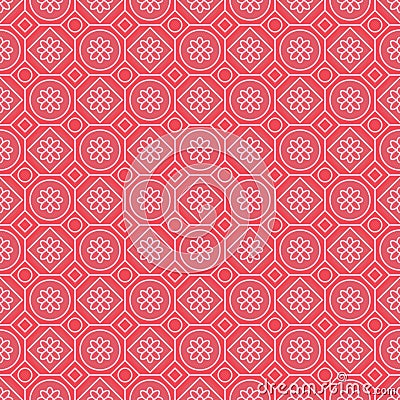 Octagon flower shape symmetry red pastel seamless pattern Vector Illustration