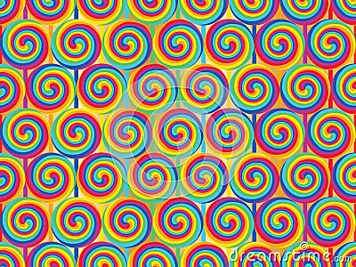 Rainbow lollipop arrange well gold seamless pattern Vector Illustration