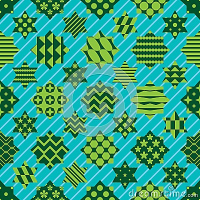 Ramadan element cut six star diagonal line symmetry seamless pattern Vector Illustration