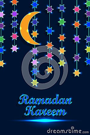 Ramadan lantern vertical line light RGB Vector Illustration