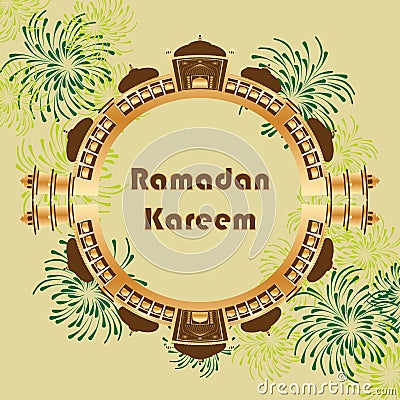 Ramadan Kareem India Delhi extend circle card Vector Illustration