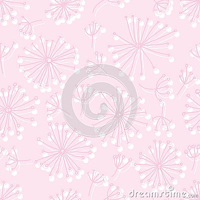 Ray circle line style dandelion pink pastel seamless pattern Vector Illustration