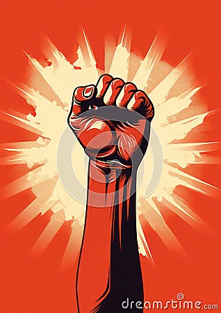 Hand power revolution strike protest freedom background design strong punch illustration victory fist Stock Photo