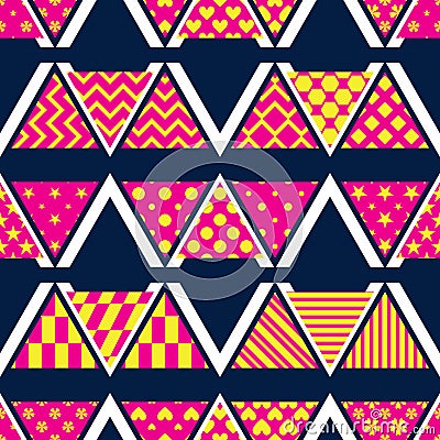 Triangle pattern cut style group M W V seamless pattern Vector Illustration