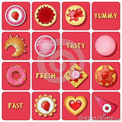 Illustration of dessert and baked goods Vector Illustration