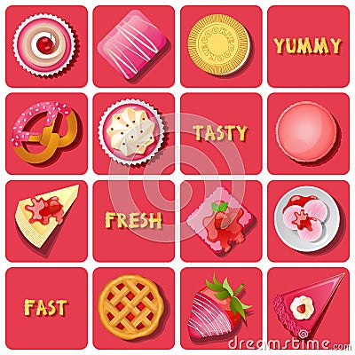 Illustration of dessert and baked goods Vector Illustration
