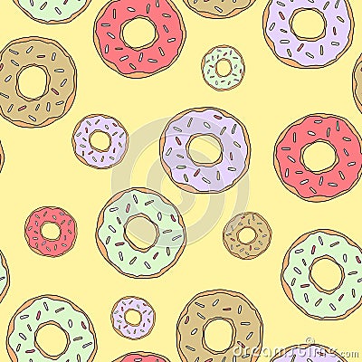 Illustration dessert. Vector glazed donuts pattern. For design, print or background Stock Photo