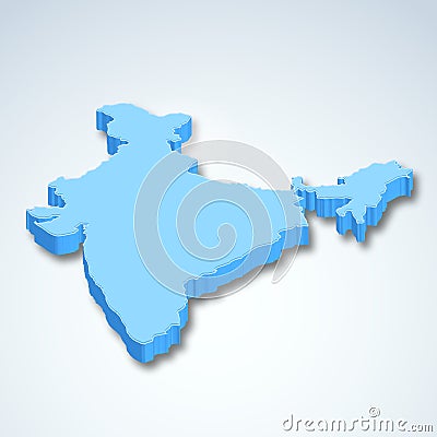 Detailed 3d map of India, Asia Vector Illustration