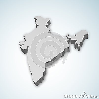 Detailed 3d map of India, Asia Vector Illustration
