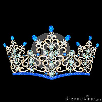 Illustration diadem feminine with brilliant gems Vector Illustration