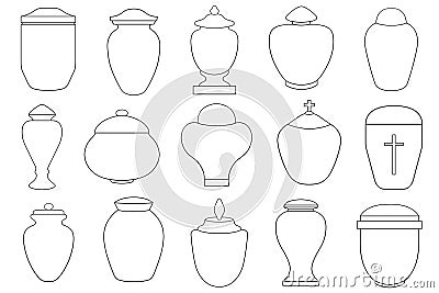 Illustration of different funeral cremation urns Vector Illustration