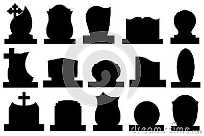 Illustration of different gravestones Vector Illustration