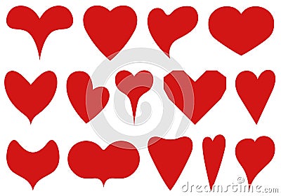 Illustration of different heart shapes Vector Illustration