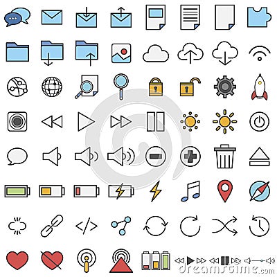 Illustration of different icons isolated Stock Photo