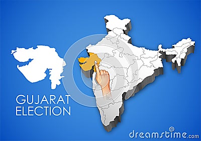 different people showing voting finger for Gujarat Legislative Assembly election Vector Illustration