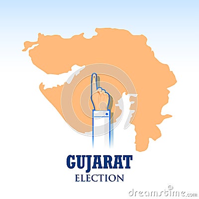 different people showing voting finger for Gujarat Legislative Assembly election Vector Illustration