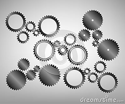 Illustration of different steel gears icons Vector Illustration