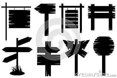 Illustration of different wooden signposts Vector Illustration