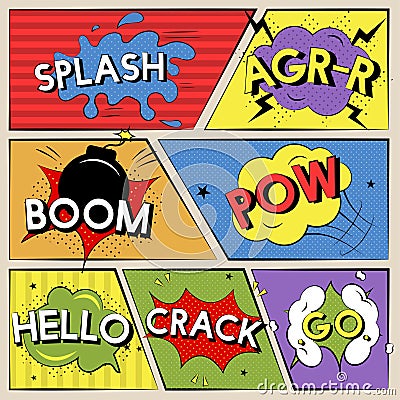 Illustration of a different words from comic Stock Photo