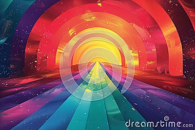 Digital artwork of rainbow gradient background with each color blending seamlessly into the next, creating an elegant and colorf Cartoon Illustration
