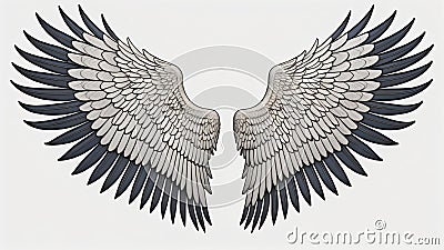 Illustration of a 2-dimensional pair of angel wings for mockup Stock Photo