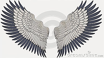 Illustration of a 2-dimensional pair of angel wings for mockup Stock Photo