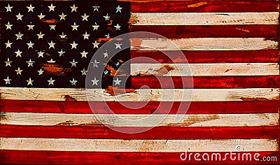 Illustration -distressed American flag of old boards - background or element Stock Photo