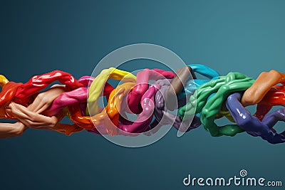 Illustration of diverse hands creating a Stock Photo
