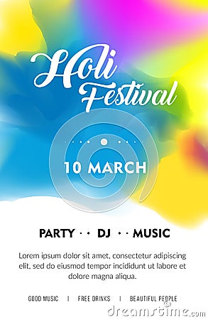 Illustration of DJ party banner for Holi celebration. Creative Flyer, Banner or Pamphlet design Vector Illustration