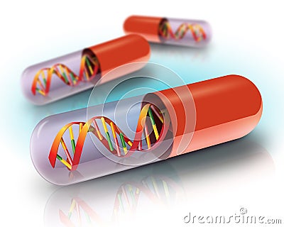 Illustration of DNA in capsule Stock Photo