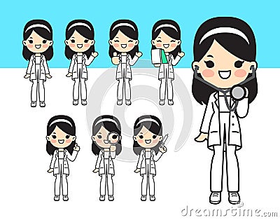 Illustration for doctor.Cute style Vector Illustration