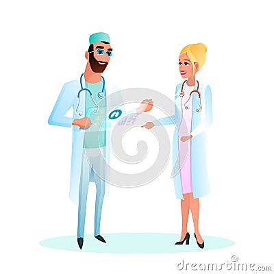 Illustration Doctor Standing Studying Patient Card Vector Illustration