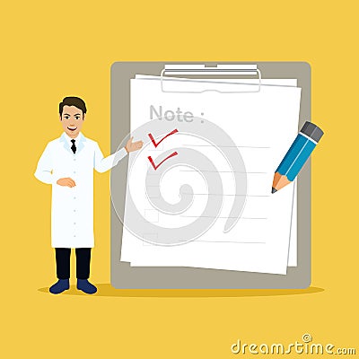 Doctor With Big Clipboard And Checklist Vector Illustration Vector Illustration