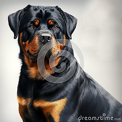 rottweiler head portrait realistic style on a white background Stock Photo