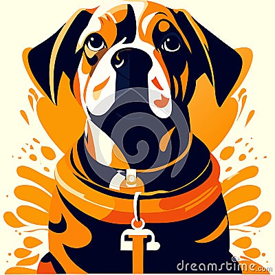 Illustration of a dog with a cross in its paws. Vector illustration. Generative AI Vector Illustration