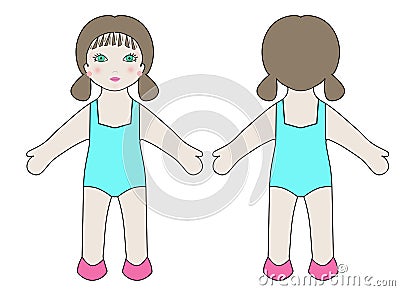 Illustration of doll. Can use for cut and sew Stock Photo