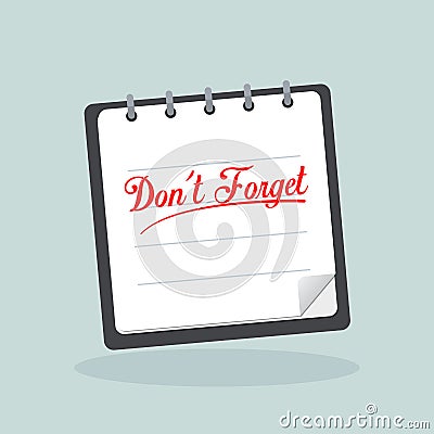 Dont forget written on note book Vector Illustration